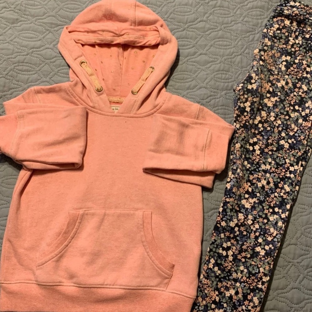 Light Pink/Gold Hoodie With Leggings